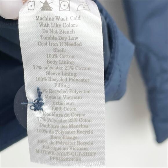 Everlane Mens The ReNew Quilted Liner Shirt Jacket Small Navy Blue Shacket NWT - Picture 9 of 9